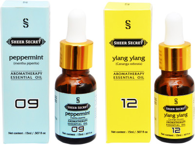 SHEER SECRET 2 AROMATHERAPY PEPPERMINT ESSENTIAL OIL 15ML AND YLANG YLANG ESSENTIAL OIL 15ML(30 ml)
SHEER SECRET 2 AROMATHERAPY PEPPERMINT ESSENTIAL OIL 15ML AND YLANG YLANG ESSENTIAL OIL 15ML(30 ml)