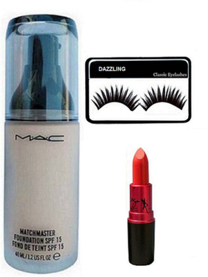 DAZZLING Eyelashes & Foundation & Lipstick(Set of 3)