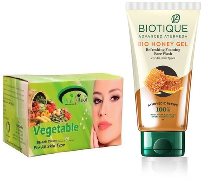 Pink Root VEGETABLE BLEACH 250G WITH BIOTIQUE HONEY FACEWASH(Set of 2)