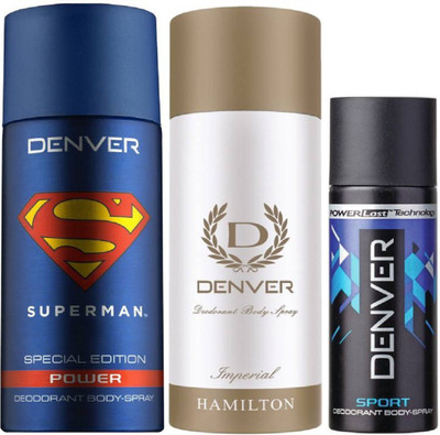 Denver Superman Power Deo 150Ml + Deo Imperial 165Ml + Deo Blue Sports Nano 50ML Deodorant Spray - For Men(365 ml, Pack of 3)
Denver Superman Power Deo 150Ml + Deo Imperial 165Ml + Deo Blue Sports Nano 50ML Deodorant Spray - For Men(365 ml, Pack of 3)