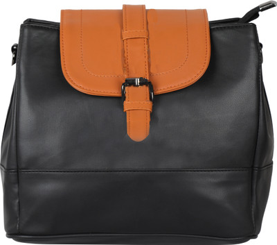 ENQLOZ Women Casual Black PU Sling Bag