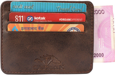 BURAK Men Casual Brown Artificial Leather Card Holder(3 Card Slots), Brown-02