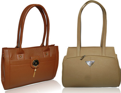 AZED Collections Hand-held Bag(Tan, Khaki), Khaki;tan