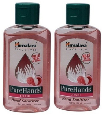 Himalaya Pure hand sanitizer set of 2 packs 100 ml each of litchi fragrance Total 200 ml(200 ml, Bottle, Pack of 2)