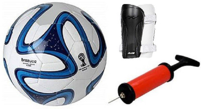 ALEN Bazuka Blue WC Football + ShinGaurd+ Air Pump Kit Football Kit
