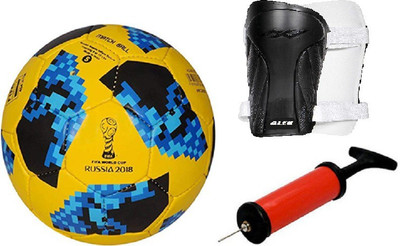 ALEN StarTel Yellow WC 2018 Football + ShinGaurd+ Air Pump Kit Football Kit