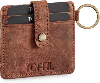 Toffil Girls Brown Genuine Leather Card Holder(2 Card Slots)