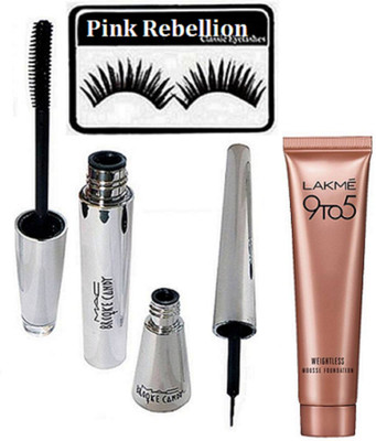 Pink rebellion Eyelashes & Brooke Candy Eyeliner+mascara & 9 To 5 Weightless Mousse Foundation(Set of 4)
Pink rebellion Eyelashes & Brooke Candy Eyeliner+mascara & 9 To 5 Weightless Mousse Foundation(Set of 4)