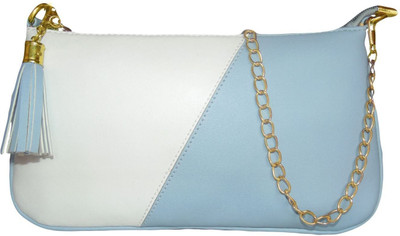 aaimfa Women Casual Blue, White PU Sling Bag