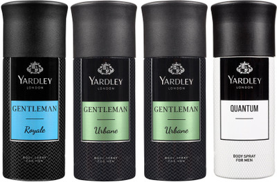 Yardley London One ROYALE, Two URBANE & One QUANTUM Body Spray - For Men(600 ml, Pack of 4)
Yardley London One ROYALE, Two URBANE & One QUANTUM Body Spray - For Men(600 ml, Pack of 4)