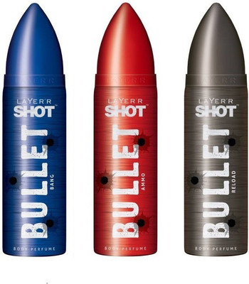 Layer Shot Bullet Reload, Bang & Ammo Pack of 3 Deodorant Spray - For Men(360 ml, Pack of 3)
Layer Shot Bullet Reload, Bang & Ammo Pack of 3 Deodorant Spray - For Men(360 ml, Pack of 3)