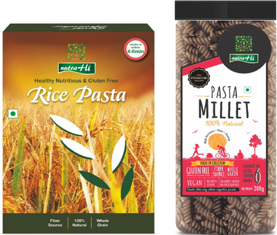 NutraHi Rice Gluten free pasta + Millet Gluten free pasta (Combo) Pasta(Pack of 2, 450 g)
NutraHi Rice Gluten free pasta + Millet Gluten free pasta (Combo) Pasta(Pack of 2, 450 g)