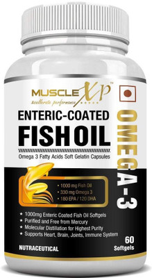 MuscleXP Omega 3 Fish Oil 1000 mg (180mg EPA and 120mg DHA) - 60 Enteric Coated Softgels(60 No)
MuscleXP Omega 3 Fish Oil 1000 mg (180mg EPA and 120mg DHA) - 60 Enteric Coated Softgels(60 No)