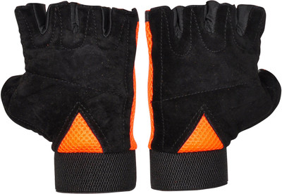 Anand Sports Orange and Black with Net Gym Gym & Fitness Gloves (, Black, Orange
