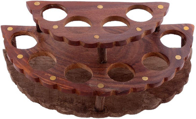 Craftatoz Wooden Handmade Nail Polish Lipstick Stand Holder for Women Makeup Vanity Box(Brown)
