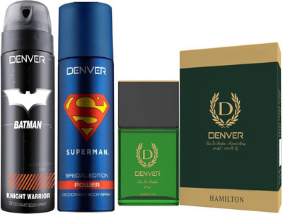 Denver Batman Knight Warrior Deo 150 Ml + Hamilton Perfume Eau de Parfum - 60 ml (For Men) + Superman Power Deo 150 Ml(Set of 3)
Denver Batman Knight Warrior Deo 150 Ml + Hamilton Perfume Eau de Parfum - 60 ml (For Men) + Superman Power Deo 150 Ml(Set of 3)
