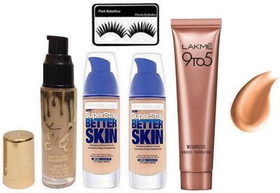 Pink rebellion Eyelashes, Maybelline Super Stay Better Skin 2 Foundation, Kylie Matte Liquid Foundation & Lakme 9 To 5 Weightless Mousse Foundation(Set of 4)
Pink rebellion Eyelashes, Maybelline Super Stay Better Skin 2 Foundation, Kylie Matte Liquid Foundation & Lakme 9 To 5 Weightless Mousse Foundation(Set of 4)