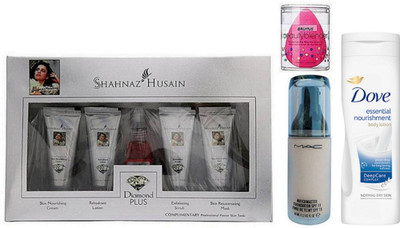 brutus Sponge Puff, Mac Matchmaster Foundation, Shahnaz Husain Diamond Plus Facial Kit, Dove essential nourishment body lotion(Set of 4)
brutus Sponge Puff, Mac Matchmaster Foundation, Shahnaz Husain Diamond Plus Facial Kit, Dove essential nourishment body lotion(Set of 4)