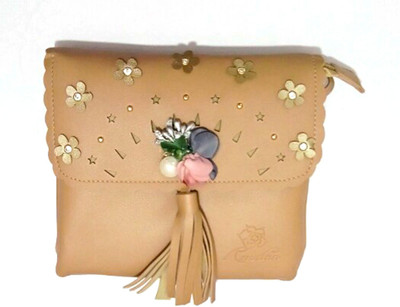 Lavs Women Casual Tan PU Sling Bag