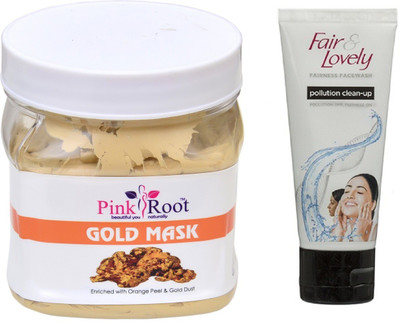 Pink Root GOLD MASK 500ML WITH FAIR & LOVELY POLLUTION CLEAN-UP FACE WASH(Set of 2)
Pink Root GOLD MASK 500ML WITH FAIR & LOVELY POLLUTION CLEAN-UP FACE WASH(Set of 2)
