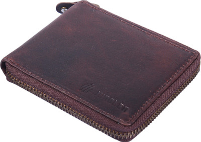Jungler Men Brown Genuine Leather Wallet(8 Card Slots)