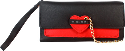 b4bags Girls Black Artificial Leather Wallet(12 Card Slots)