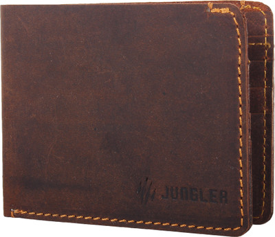 Jungler Men Casual Brown Genuine Leather Wallet(8 Card Slots)