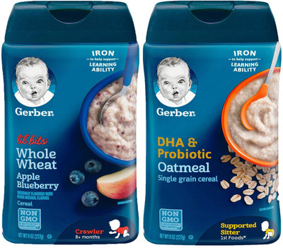Gerber Cereal Combo 227g (8oz) (Pack of 2) - Lil Bits WW Apple Blueberry + Oatmeal DHA & Probiotic Cereal(454 g, Pack of 2, 6)
Gerber Cereal Combo 227g (8oz) (Pack of 2) - Lil Bits WW Apple Blueberry + Oatmeal DHA & Probiotic Cereal(454 g, Pack of 2, 6)
