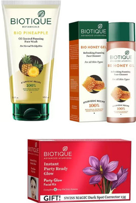 BIOTIQUE BIO Bio Pineapple Oil Control Face Wash, Bio Honey Gel Refreshing Foaming Face Cleanser For All Skin Types, Bio Party Glow Facial Kit(Set of 3)
BIOTIQUE BIO Bio Pineapple Oil Control Face Wash, Bio Honey Gel Refreshing Foaming Face Cleanser For All Skin Types, Bio Party Glow Facial Kit(Set of 3)