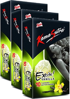 KamaSutra Three Excite VANILLA Condom(Set of 3, 30S)