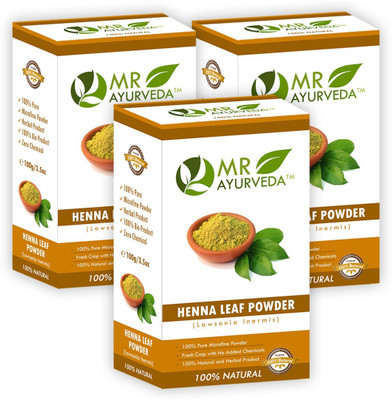 MR Ayurveda Organic Henna Mehendi Powder - Three Pack(300 g)