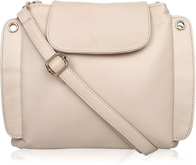 Ayeshu Women Casual Beige Leatherette Sling Bag