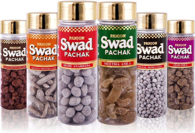 Swad Pachak Set of 6 Bottles Shahi Anardana Goli, Meetha Amla, Khatta Meetha Khajoor, Anar Amla, Special jeera Goli, Khatta Meetha Aam (Pack of 6), 660 gm Mouth Freshener(Pack of 6)
Swad Pachak Set of 6 Bottles Shahi Anardana Goli, Meetha Amla, Khatta Meetha Khajoor, Anar Amla, Special jeera Goli, Khatta Meetha Aam (Pack of 6), 660 gm Mouth Freshener(Pack of 6)