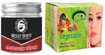 Pink Root Vegetable Bleach 250gm WITH Mister Beard Mooch Wax 100gm(Set of 2)