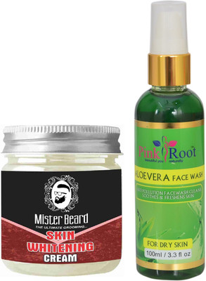 Pink Root Aloe Vera Face Wash 100ml WITH Mister Beard Skin Whitening Cream 100gm(Set of 2)
Pink Root Aloe Vera Face Wash 100ml WITH Mister Beard Skin Whitening Cream 100gm(Set of 2)