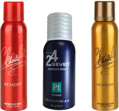 Revlon 1 CHARLIE RED DEODORANT 150 ML+ 1 CHARLIE GOLD DEODORANT 150 ML+1 24 SEVEN PLATINUM DEODORANT 130 ML Deodorant Spray - For Men & Women(150 ml, Pack of 3)
Revlon 1 CHARLIE RED DEODORANT 150 ML+ 1 CHARLIE GOLD DEODORANT 150 ML+1 24 SEVEN PLATINUM DEODORANT 130 ML Deodorant Spray - For Men & Women(150 ml, Pack of 3)