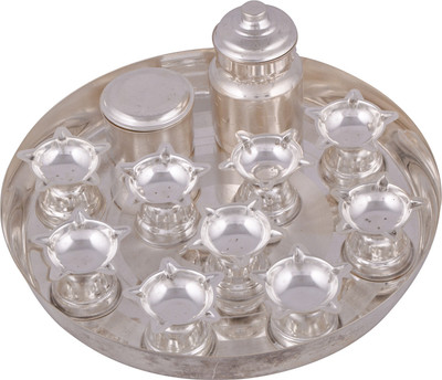 Shreeng silver plated Royal Diwali Diya Thali With 10" Plate 12pcs. Stainless Steel(12 Pieces, Silver)
Shreeng silver plated Royal Diwali Diya Thali With 10" Plate 12pcs. Stainless Steel(12 Pieces, Silver)