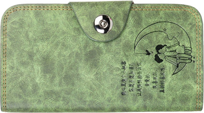 Capreo Women Green Genuine Leather Card Holder(13 Card Slots)