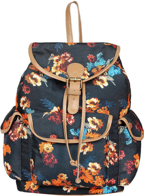 Lychee Bags WOMENS BLACK FLORAL PRINT BACKPACK 10.7 Backpack(Black), Black;multi