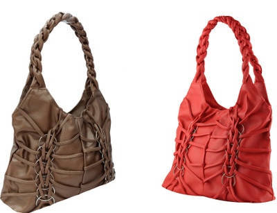 Lifestyle Fashion Shoulder Bag(Red, Brown), Brown;red