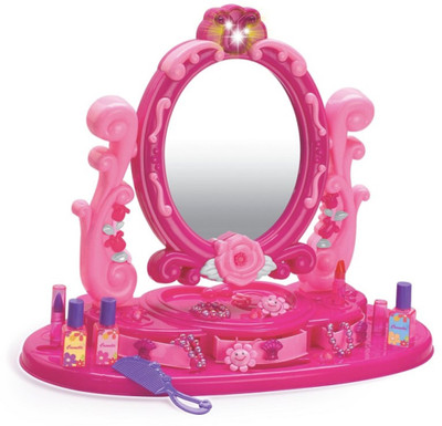 TOYGALAXY Flower Mirror Dressing Table For Kids