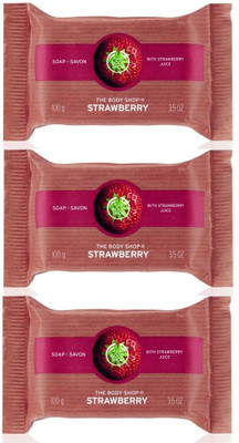 The Body Shop Strawberry Soap 100G Each Pack Of Three(300 g, Pack of 3)