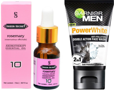 SHEER SECRET AROMATHERAPY ROSEMARY ESSENTIAL OIL 15ML with GARNIER MEN'S DOUBLE ACTION FACEWASH 100ML(Set of 2)
SHEER SECRET AROMATHERAPY ROSEMARY ESSENTIAL OIL 15ML with GARNIER MEN'S DOUBLE ACTION FACEWASH 100ML(Set of 2)