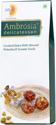 AMBROSIA DELICATESSEN Crushed Dates with Almond, Pistachio & Sesame Seeds Dates(100 g, Box)
AMBROSIA DELICATESSEN Crushed Dates with Almond, Pistachio & Sesame Seeds Dates(100 g, Box)