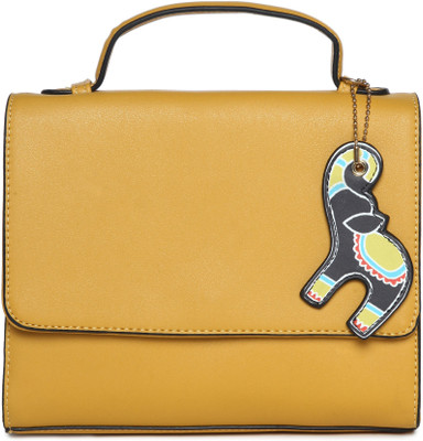 Global Desi Women Casual Yellow PU Sling Bag