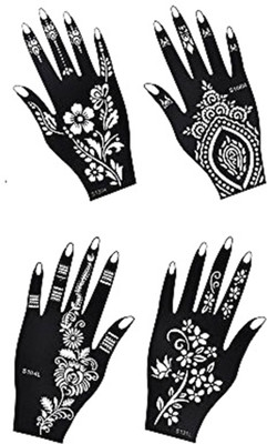 ivana's Henna Tattoo Stencil (Set of 4) Women Girls Hand Finger Body Paint Temporary Tattoo (111)(tatto)
ivana's Henna Tattoo Stencil (Set of 4) Women Girls Hand Finger Body Paint Temporary Tattoo (111)(tatto)