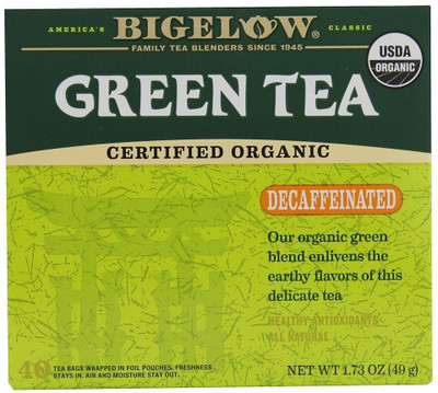Bigelow Tea Organic Green Tea Decaffeinated - 40 Tea Bags Unflavoured Green Tea(40 Bags, Box)