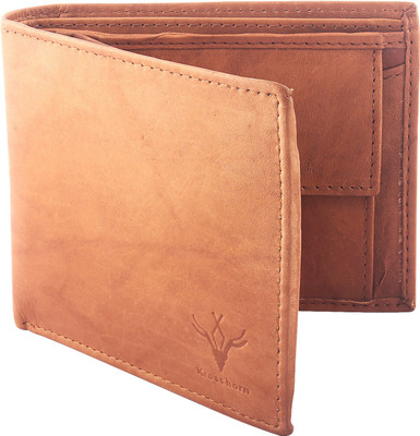 Krosshorn Men Tan Genuine Leather Wallet(7 Card Slots)