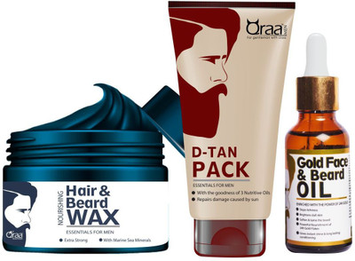 Qraa Men Nourishing Hair & Beard WAX(Blue) 100gm + D-Tan Pack for Men 120gm + Gold Face And Beard Oil 30ml(Set of 3)
Qraa Men Nourishing Hair & Beard WAX(Blue) 100gm + D-Tan Pack for Men 120gm + Gold Face And Beard Oil 30ml(Set of 3)