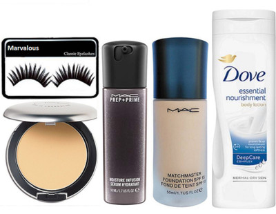 Marvalous eyelashes , ,Studio Water Weight Foundation,Prep + Prime Moisture Infusion Serum Hydratant Face Serum,Studio perfect Compact,Essential Nourishment Body lotion(Set of 5)
Marvalous eyelashes , ,Studio Water Weight Foundation,Prep + Prime Moisture Infusion Serum Hydratant Face Serum,Studio perfect Compact,Essential Nourishment Body lotion(Set of 5)
